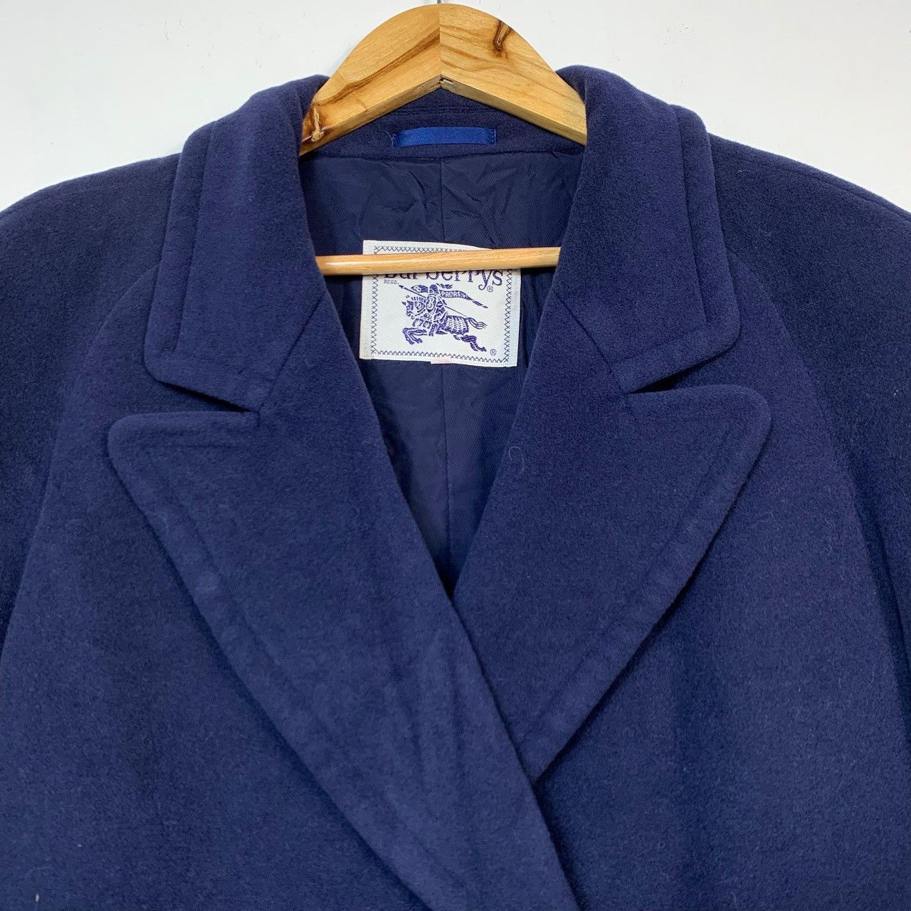 Burberry Vintage Burberrys Navy Blue Wool Double Breasted Coat Size US L / EU 52-54 / 3 - 5 Thumbnail