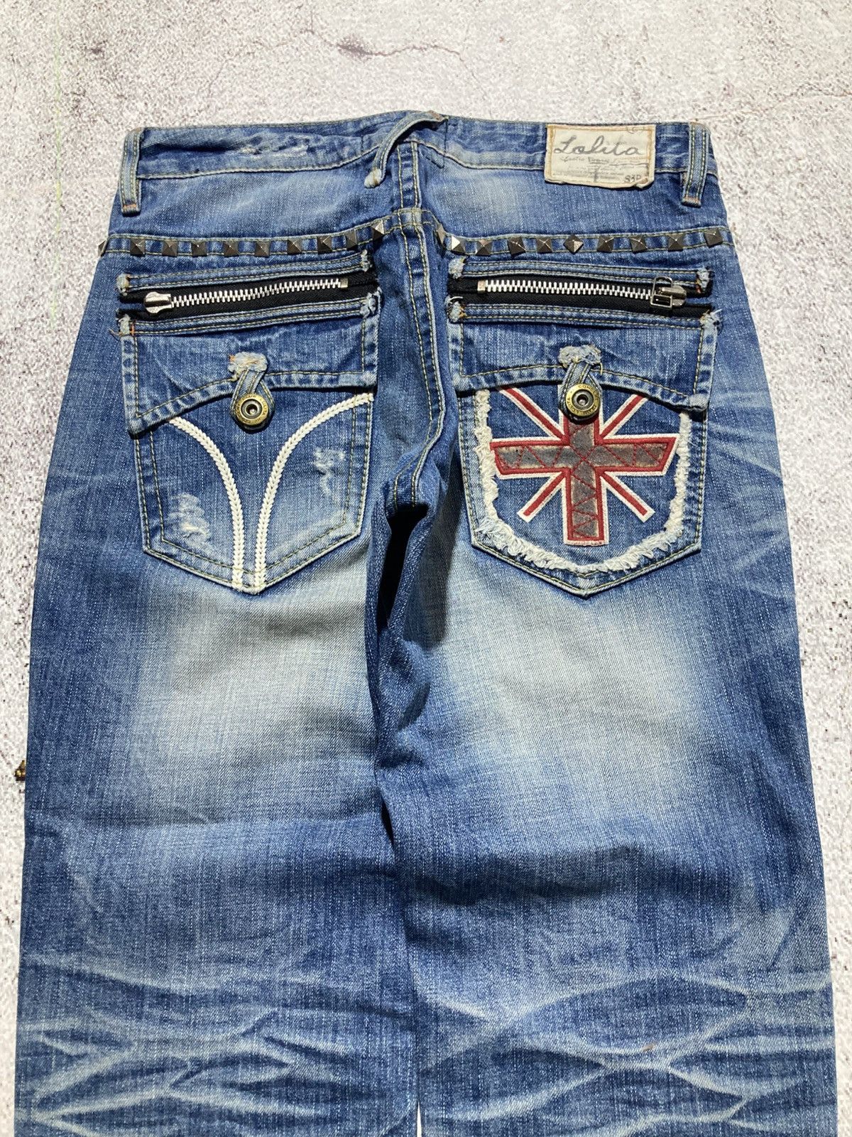 Japanese Brand 2000s Lolita Y2k Studded Faded 3/4 Jeans Pants Lgb Punk Size US 32 / EU 48 - 2 Thumbnail