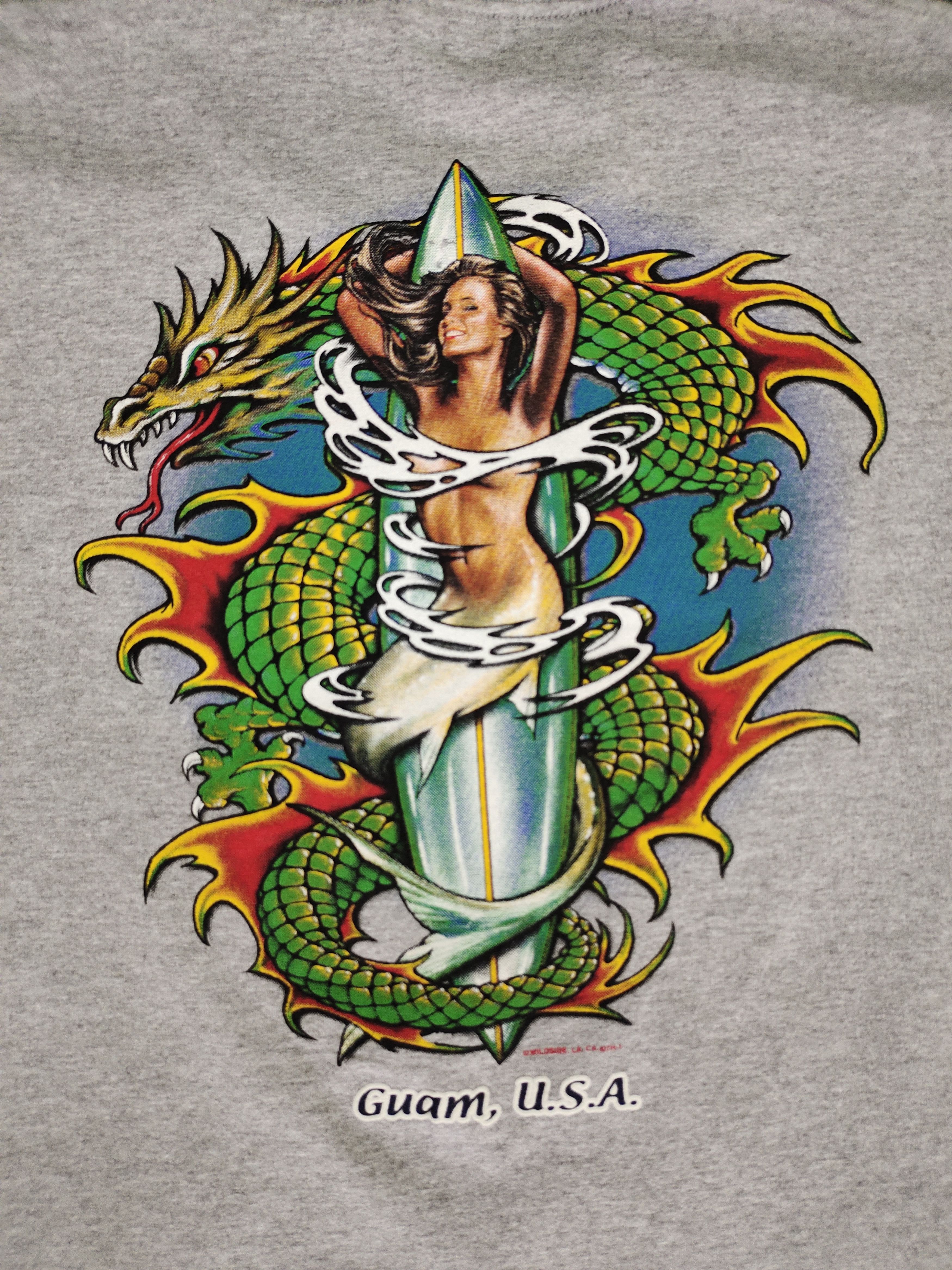 Vintage Vintage 90s Guam Usa Dragon & Mermaid Art Surfing T-Shirt Size US L / EU 52-54 / 3 - 3 Thumbnail