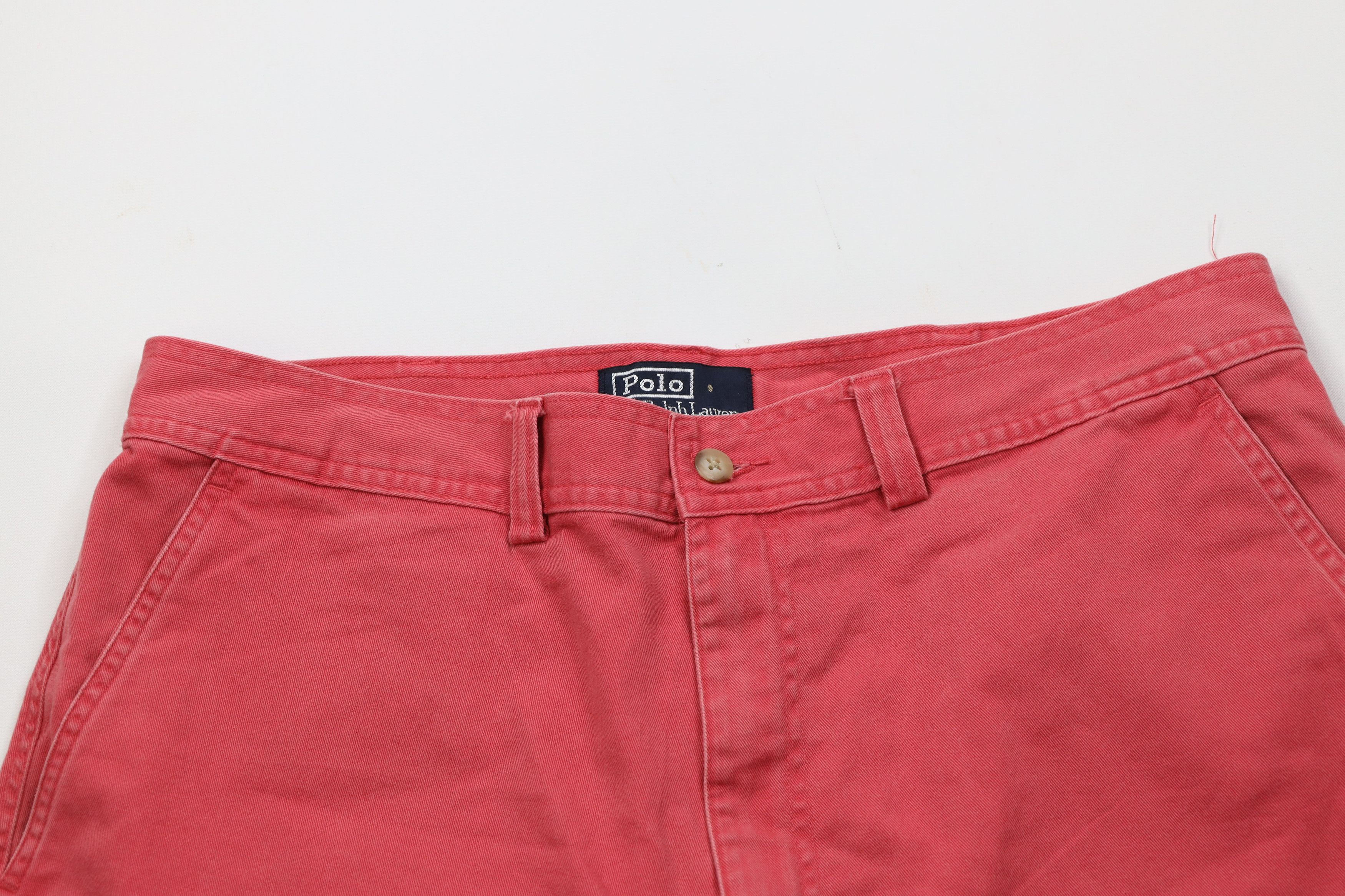 Ralph Lauren Vintage 90s Ralph Lauren Cargo Shorts Red Cotton Chinos Size US 34 / EU 50 - 2 Thumbnail