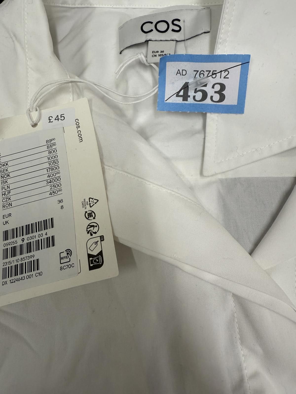 Cos COS White Short Sleeve Shirt Dress Size EU 36 UK 8 Size US M / EU 48-50 / 2 - 2 Thumbnail