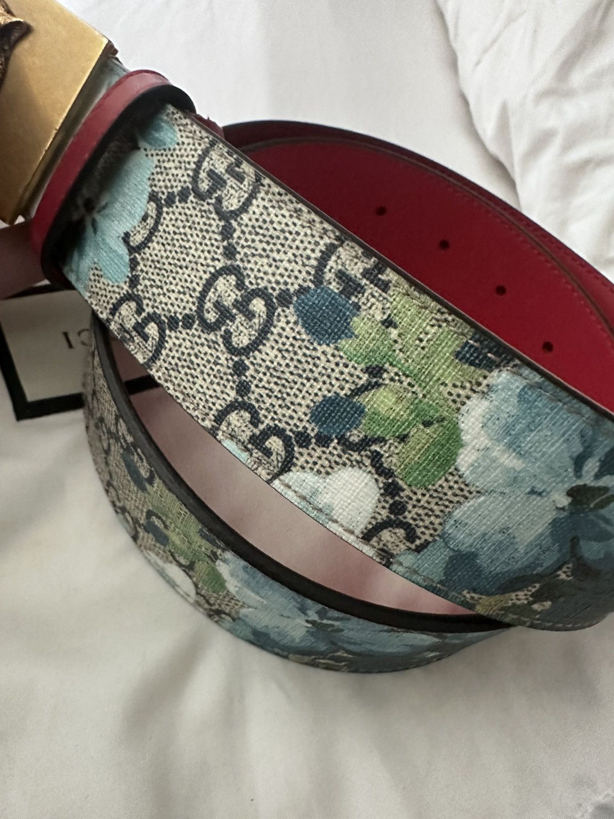 Gucci Gucci GG Supreme “Blooms” Floral Canvas Feline Tiger Belt Size 32 - 3 Thumbnail