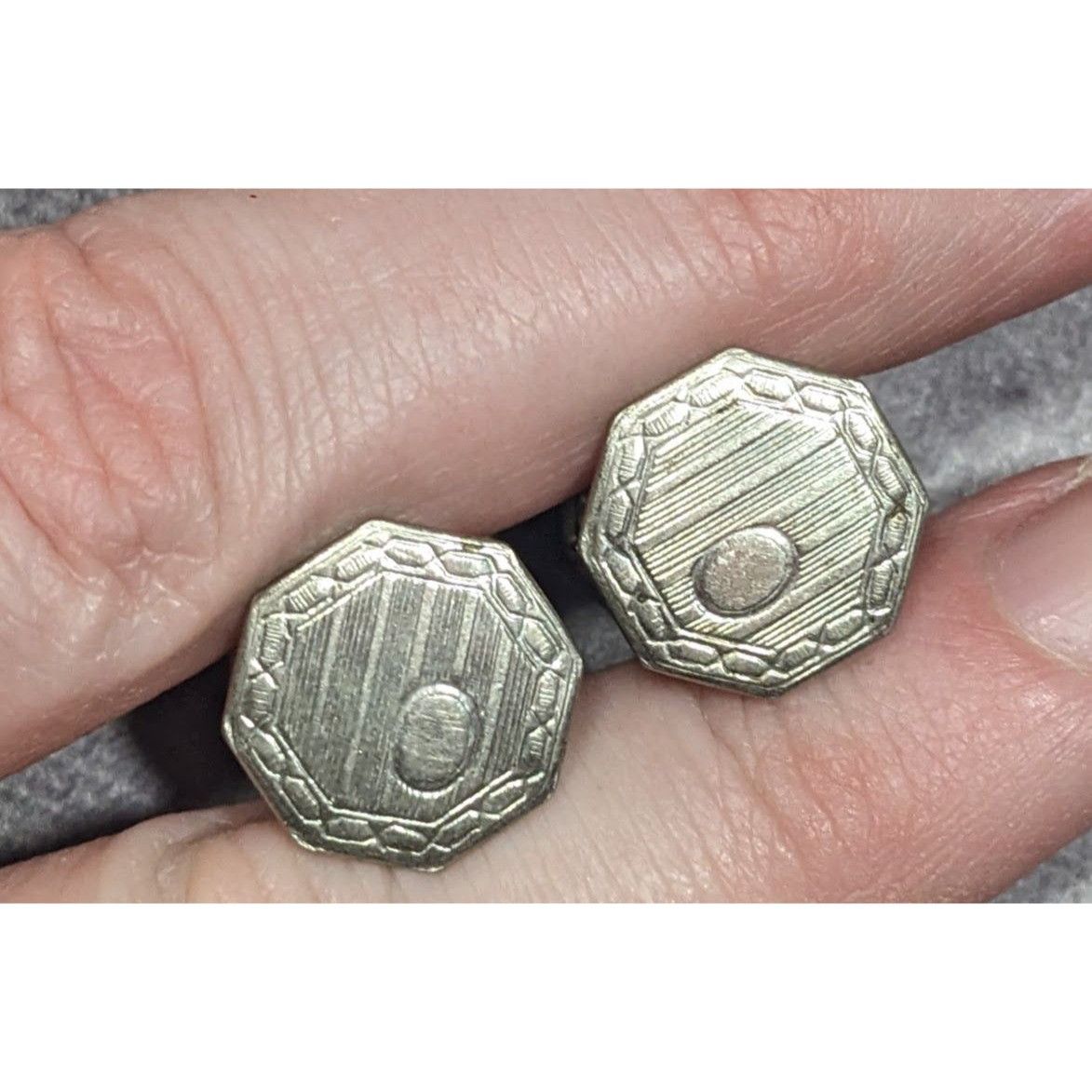 Other Vintage Etched Geometric Silver Tone Snap Cufflinks Size ONE SIZE - 6 Thumbnail