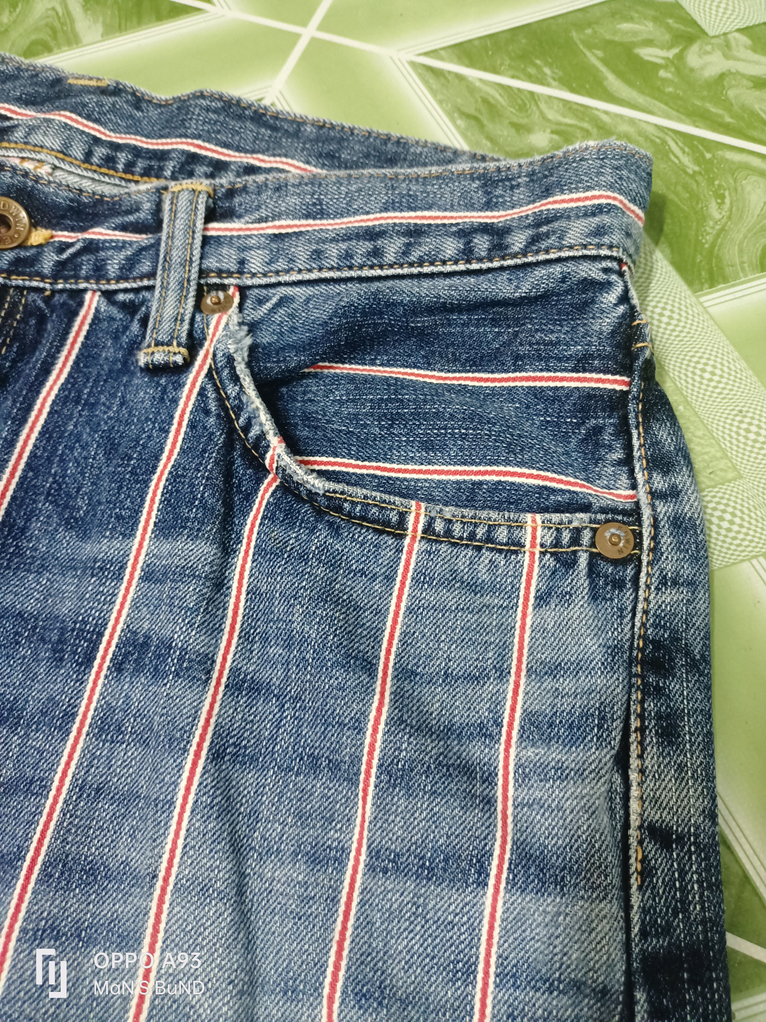 Distressed EDWIN 13oz GRAND BLUE SELVEDGE DENIM