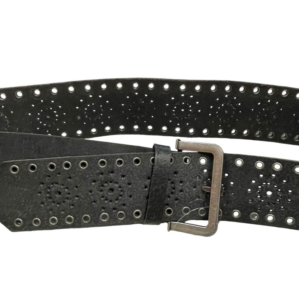 NEW Free People Buffalo Leather Black Perforated Belt M/L Bison Leather Belt – Made In USA, Full Grain Leather main image 4