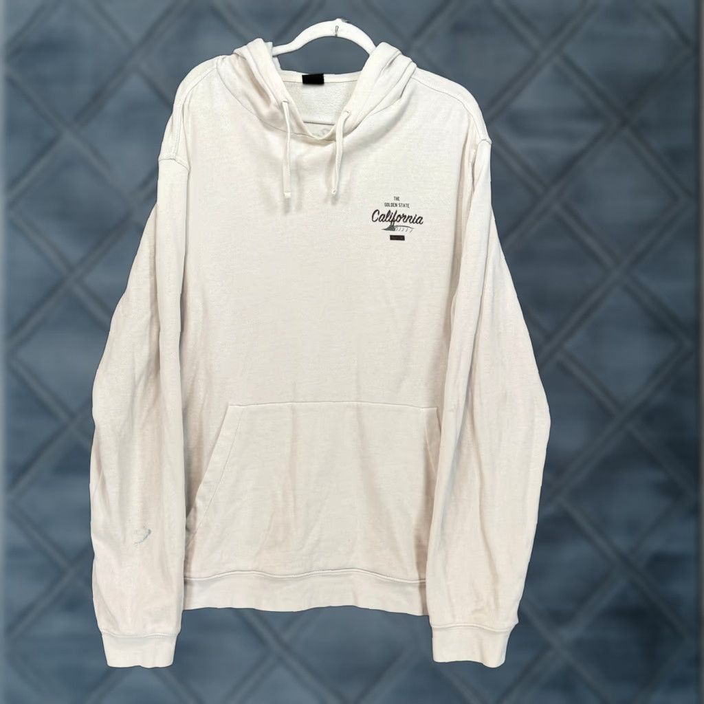 Hurley Hurley Hoodie Mens XL Cream Graphic Pullover Fleece Kangaroo Pocket Drawstring Hooded Pockets Graphic Print Size US XL / EU 56 / 4 - 1 Thumbnail