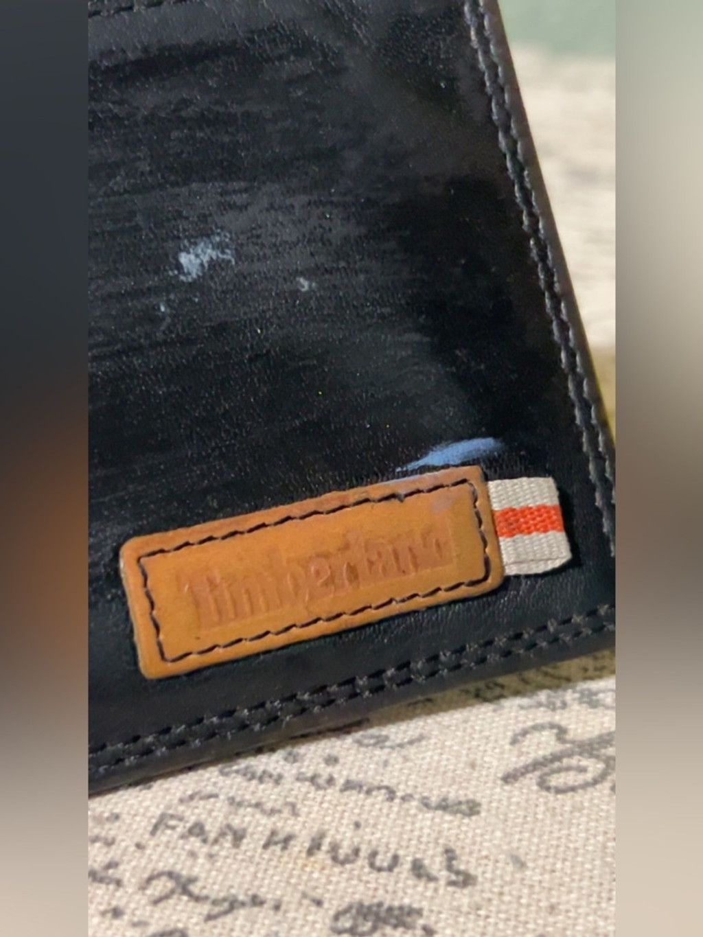 Timberland Timberland Black Leather Card Wallet with Brown Logo Panel Size ONE SIZE - 1 Thumbnail