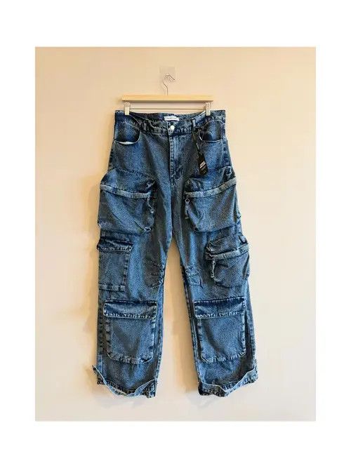 Jean Akiyama x Kamon Multi Pocket Cargo Wide Leg Jeans Size US 33 - 2 Thumbnail
