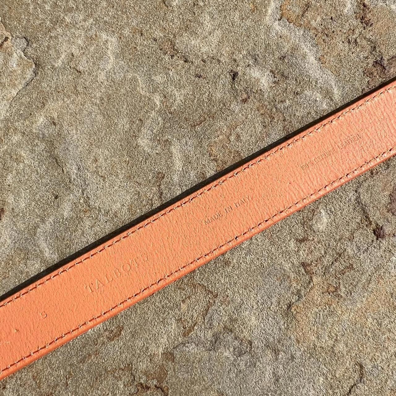 Designer NWT Orange Tan Navy Colorblock Leather Belt Made in Italy Size ONE SIZE - 8 Thumbnail
