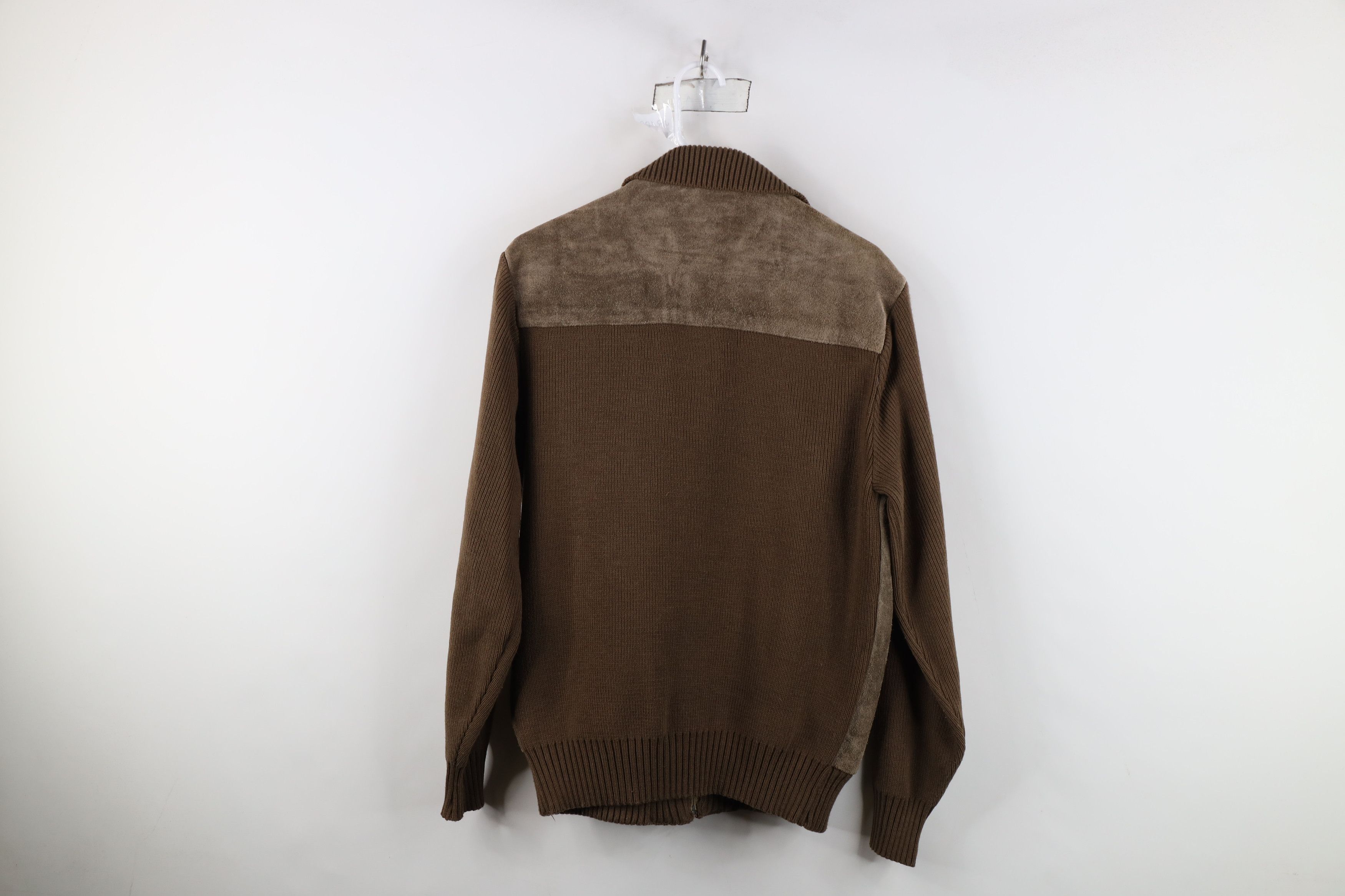 Vintage Vintage 70s Streetwear Leather Knit Sweater Jacket Swacket Size US L / EU 52-54 / 3 - 12 Thumbnail
