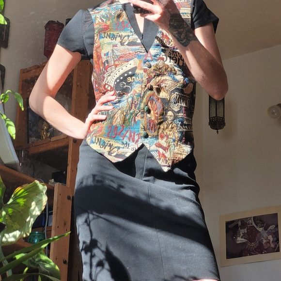 Vintage Vintage Jessie Boat Captain Brocade Tapestry Boho Vest - M Size 42R - 8 Thumbnail