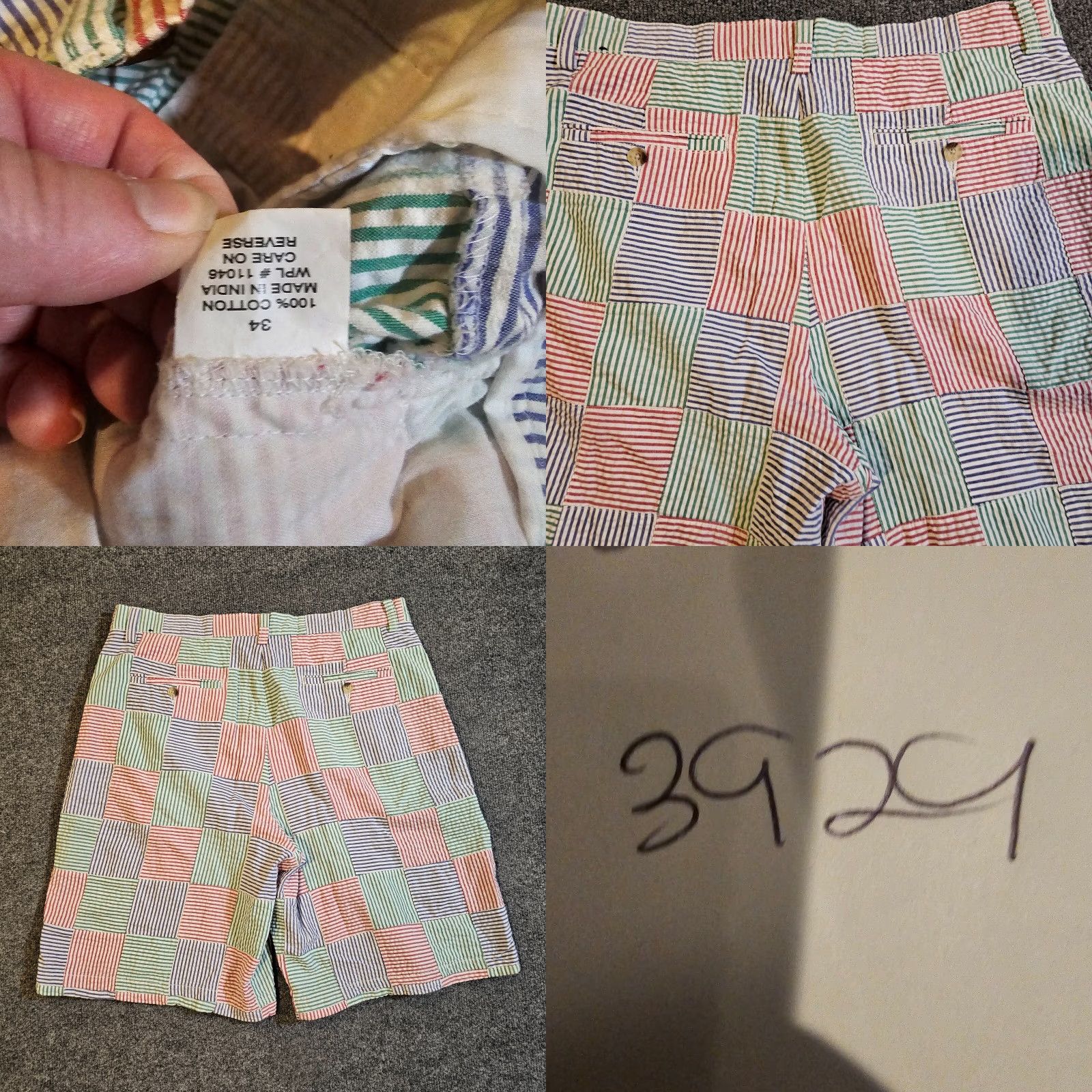 Vintage Harris Shorts Men 34 Green Blue Red Madras Plaid Bermuda Preppy Casual Seersucker 10in Inseam Flat Front Knit Cotton Zip Pockets Size US 34 / EU 50 - 8 Thumbnail
