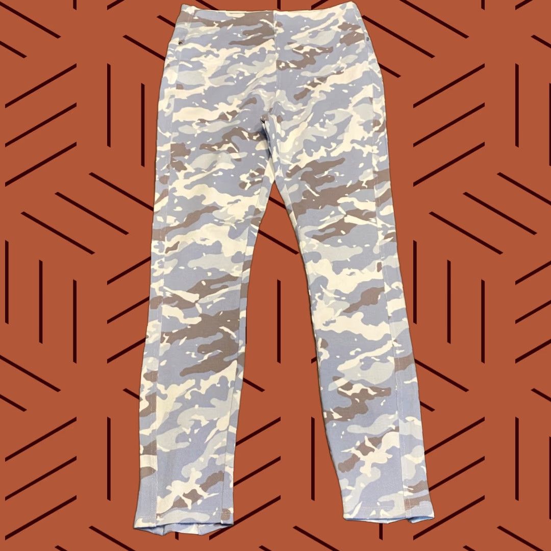 Vintage VINTAGE Lysse Women's Capri Pants Slim Slim Fit Ankle Zip Pockets Blue Camo Workwear Casual M Size 32" / US 10 / IT 46 - 1 Thumbnail