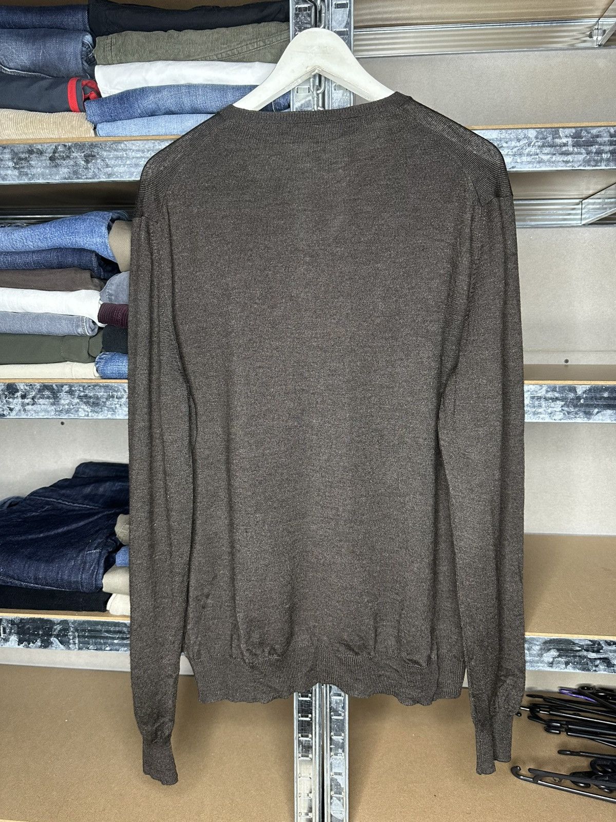 Gran Sasso Gran Sasso 54 Wool Silk Sweater V-Neck Brown Knit Pullover Size US L / EU 52-54 / 3 - 2 Thumbnail
