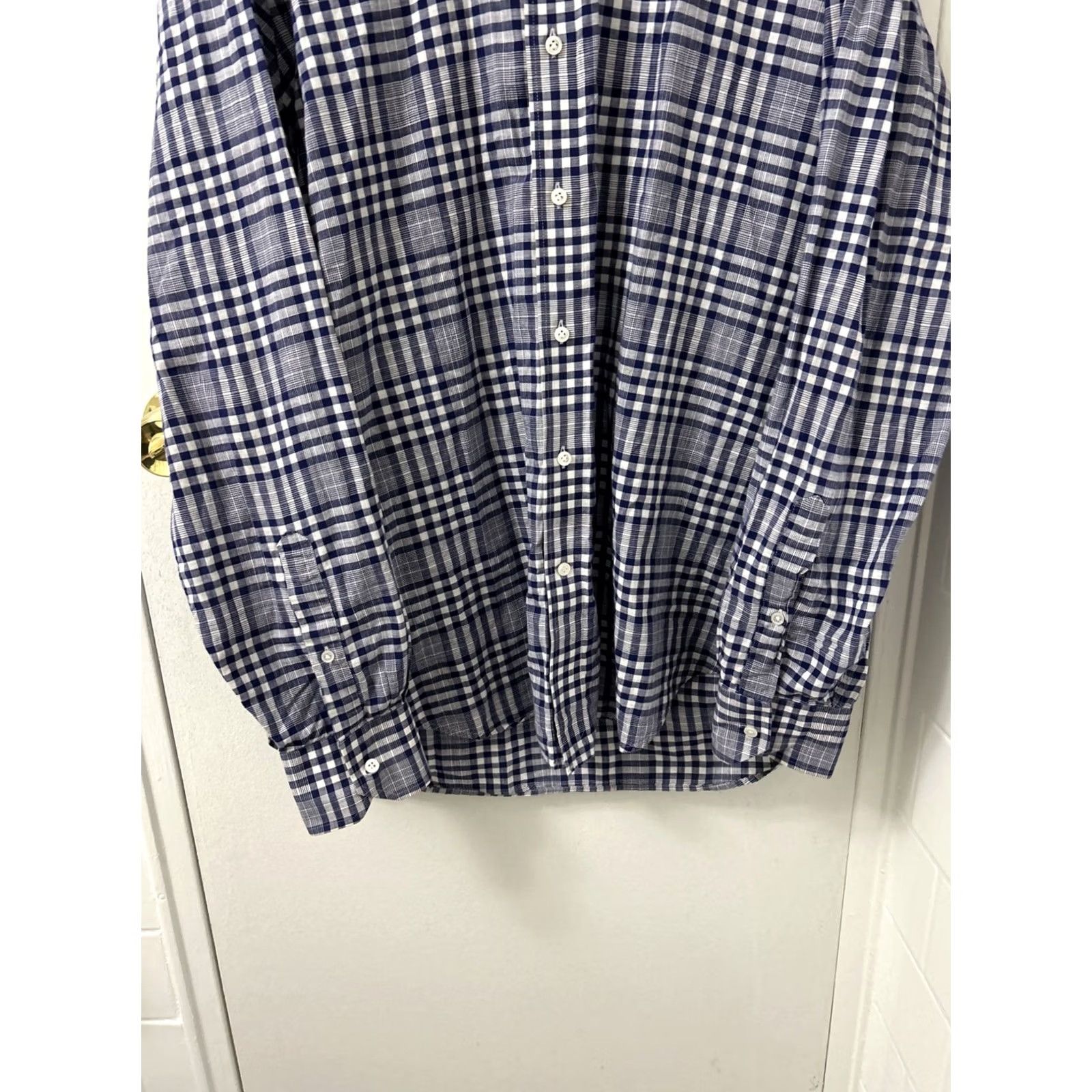 Peter Millar Peter Millar Summer Chambray Shirt Mens Large Blue White Plaid Casual Button Up Size US L / EU 52-54 / 3 - 3 Thumbnail