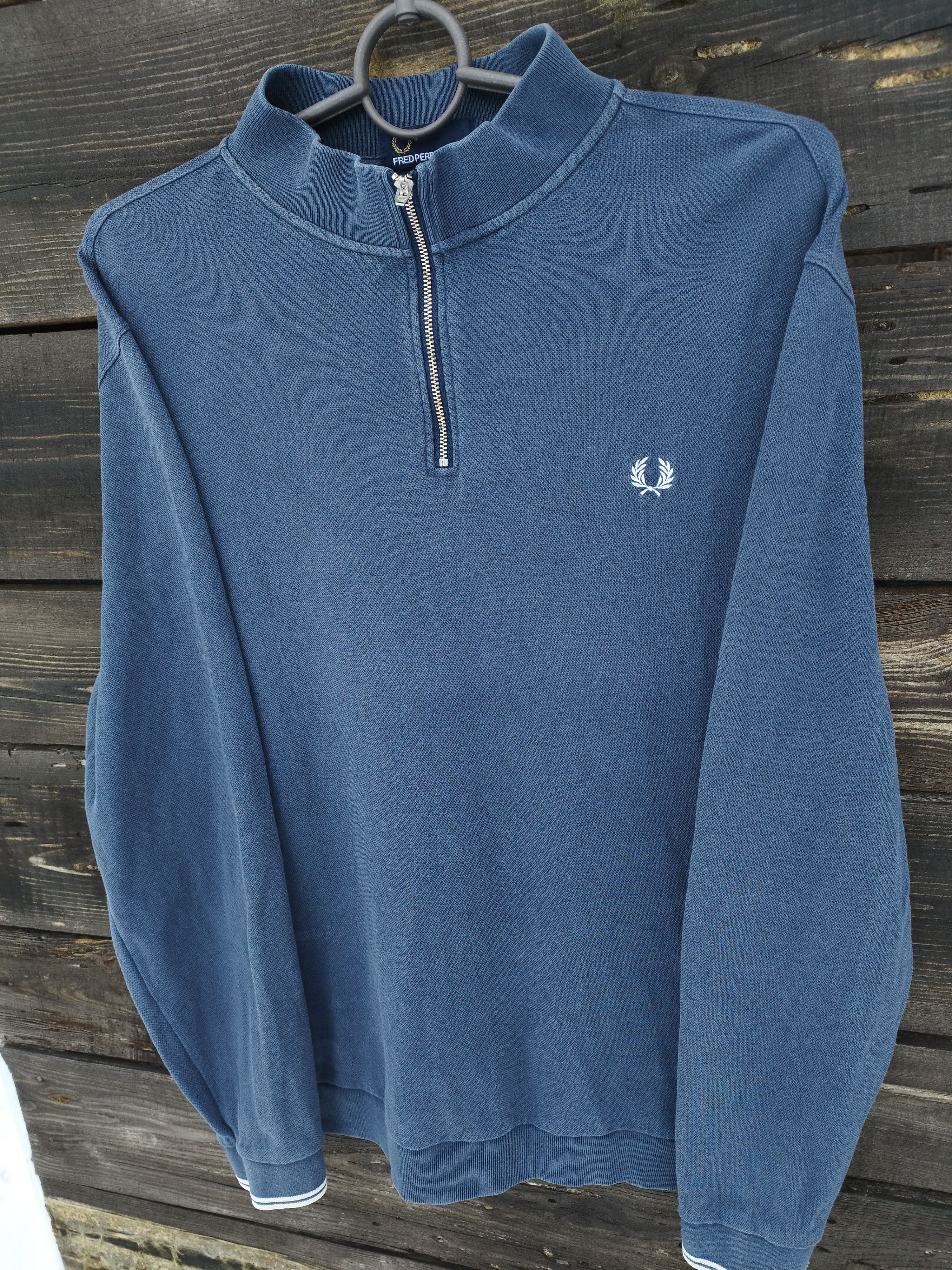 Fred Perry Fred Perry 1/4 Zip Pullover Sweatshirt - Vintage Blue Size US XL / EU 56 / 4 - 2 Thumbnail