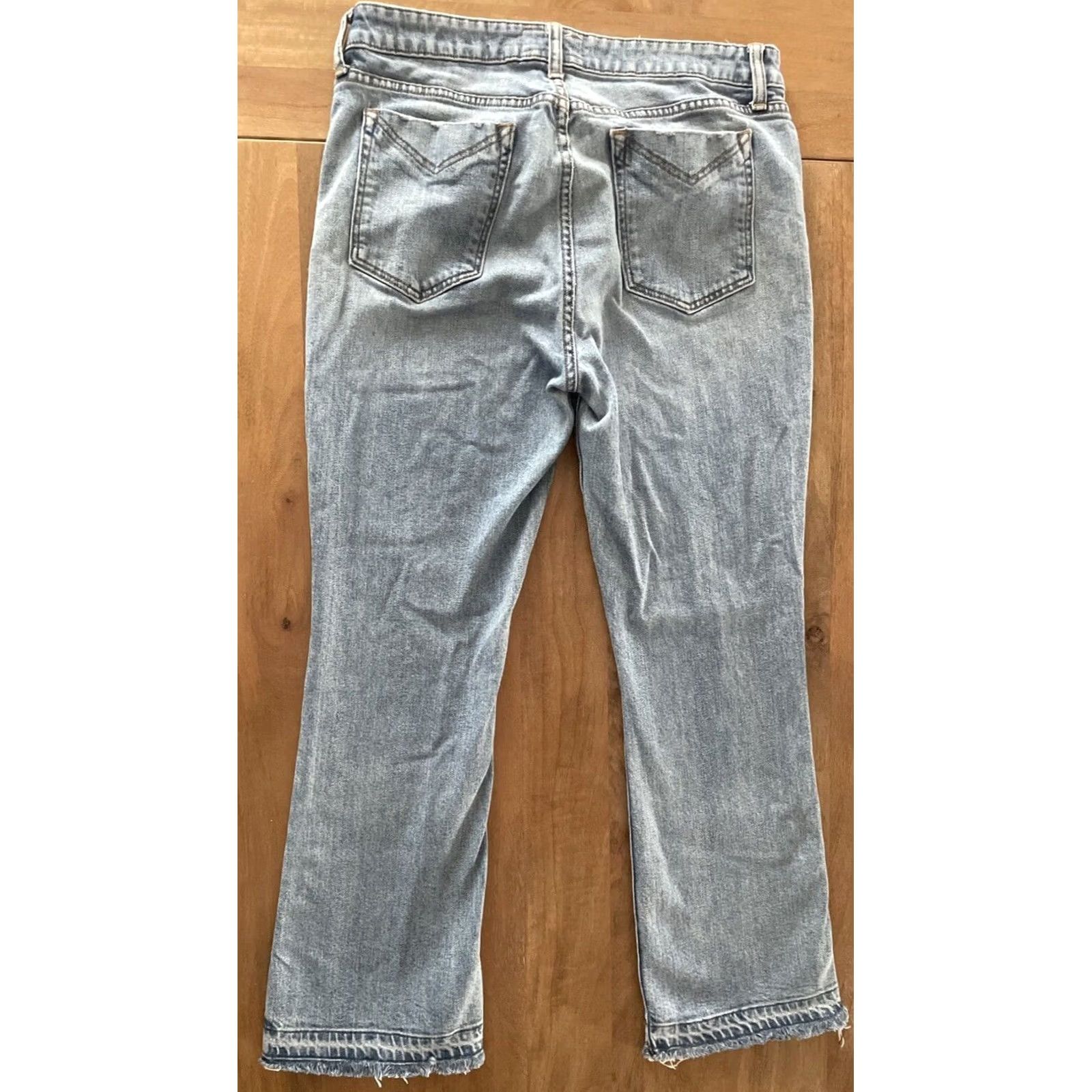 Vintage Derek Lam 10 Crosby Jeans Womens 32x27 Light Wash Mid Rise Cropped Flare Denim 5-Pocket Fringe Vintage No Size 24" / US 00 / IT 34 - 2 Thumbnail