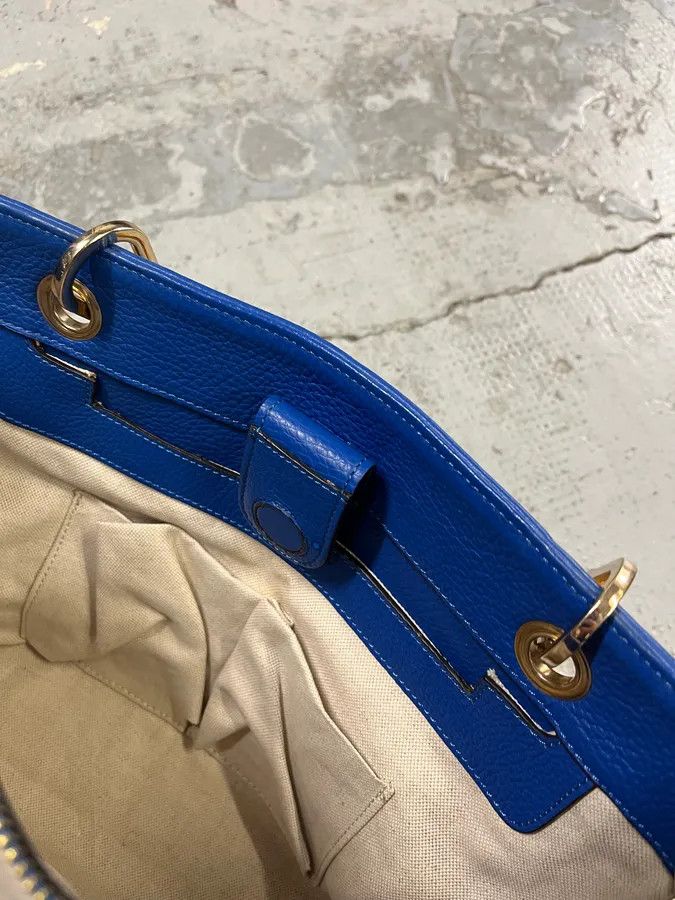 Gucci 2000s Gucci Blue Leather Bamboo Handle Tote Bag Size ONE SIZE - 12 Thumbnail