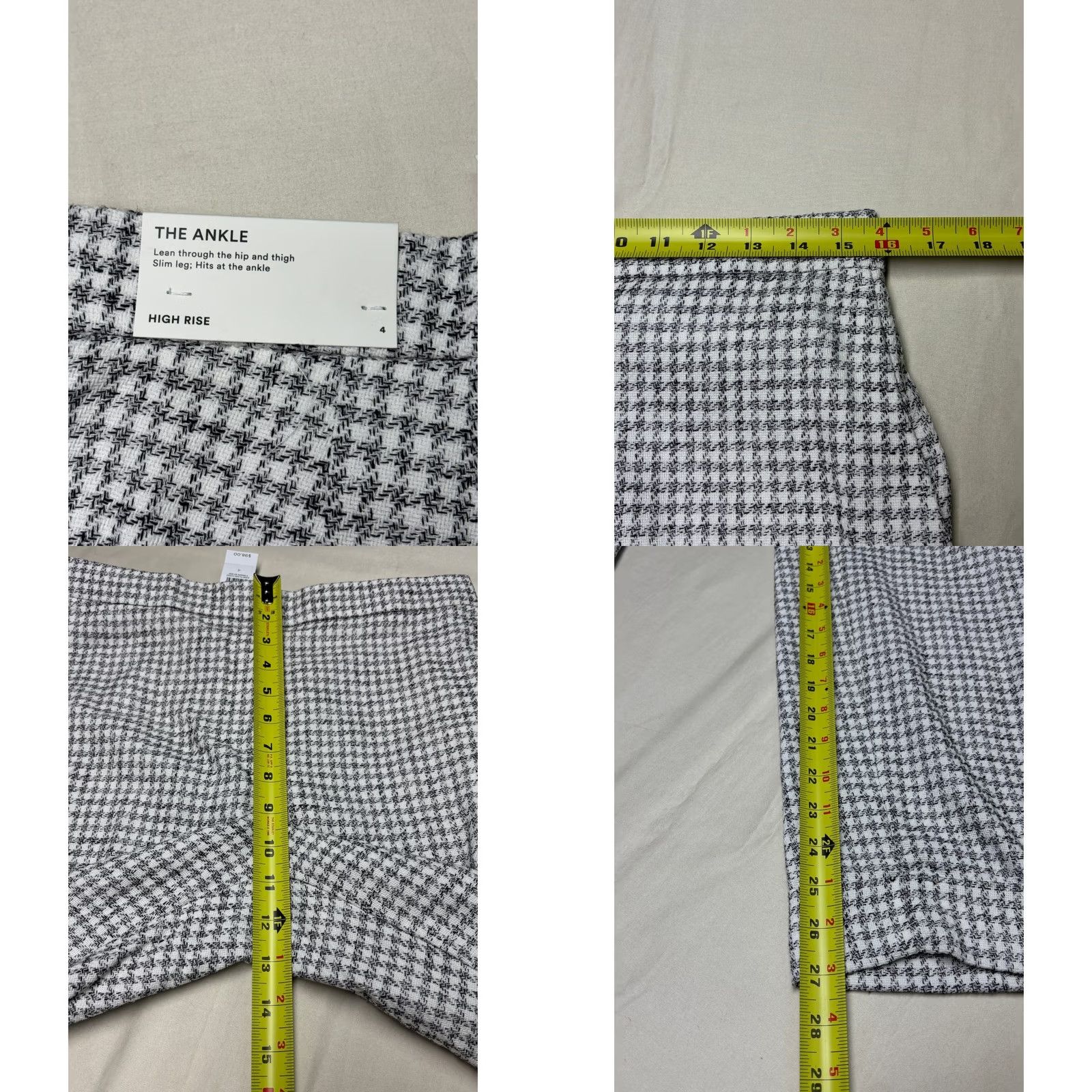 Ann Taylor NWT Ann Taylor Houndstooth High Rise Ankle Pants Black Slim Leg Womens 4 W31 L27 Size 27" / US 4 / IT 40 - 8 Thumbnail