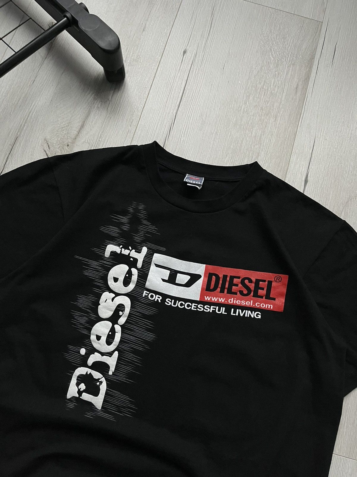Diesel × Vintage Vintage 90s Diesel Big Logo Black Boxy T Shirt Japanese Size US XL / EU 56 / 4 - 3 Thumbnail
