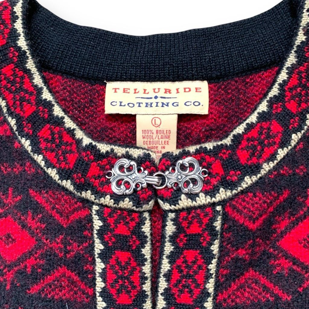 Telluride Vintage Telluride Maroon Red Black Nordic Reindeer Wool Vest Size L / US 10 / IT 46 - 7 Thumbnail
