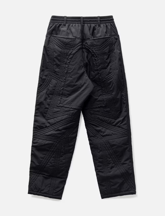 image of Y 3 Quilted Wide Leg Track Pants in Black, Men's (Size 34)