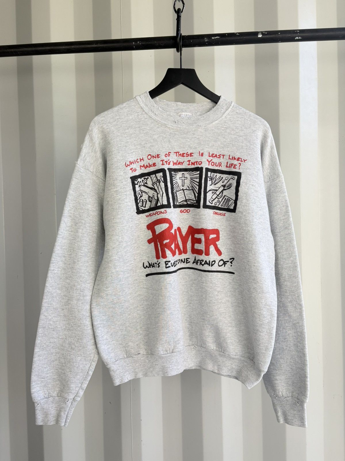 Thrashed Prayer Jesus God Faded Distressed Sweatshirt Grunge