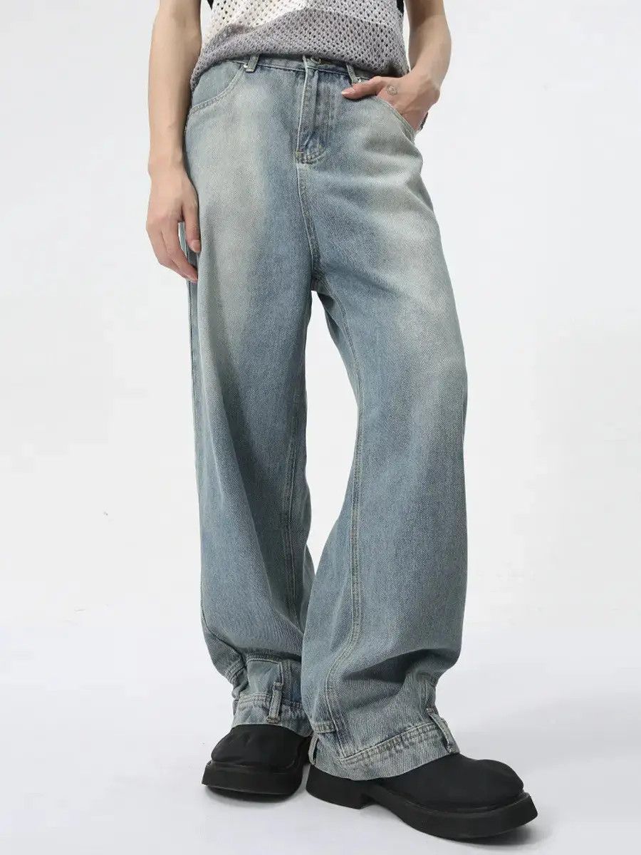 Japanese Brand Retro loose straight leg inverted jeans Size US 32 / EU 48 - 1 Thumbnail