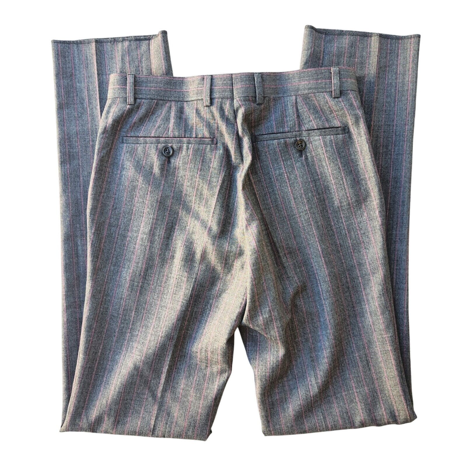 Zanetti Zanetti Men's Grey Stripe Porto Wool Dress Pants Size 30R Size US 30 / EU 46 - 4 Thumbnail