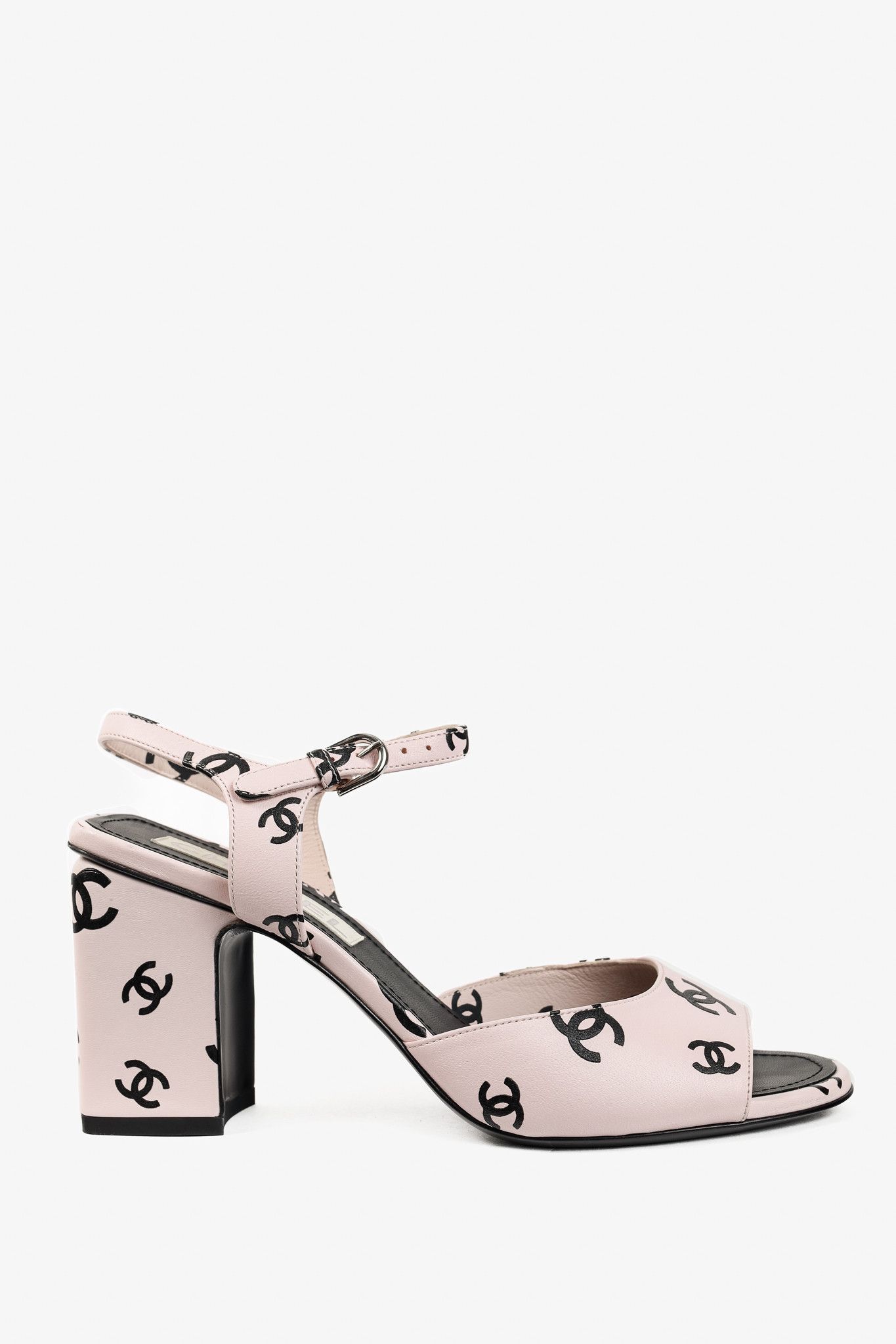 Chanel Chanel 22S Light Pink CC-Print Leather Sandals Size US 8 / IT 38 - 1 Thumbnail