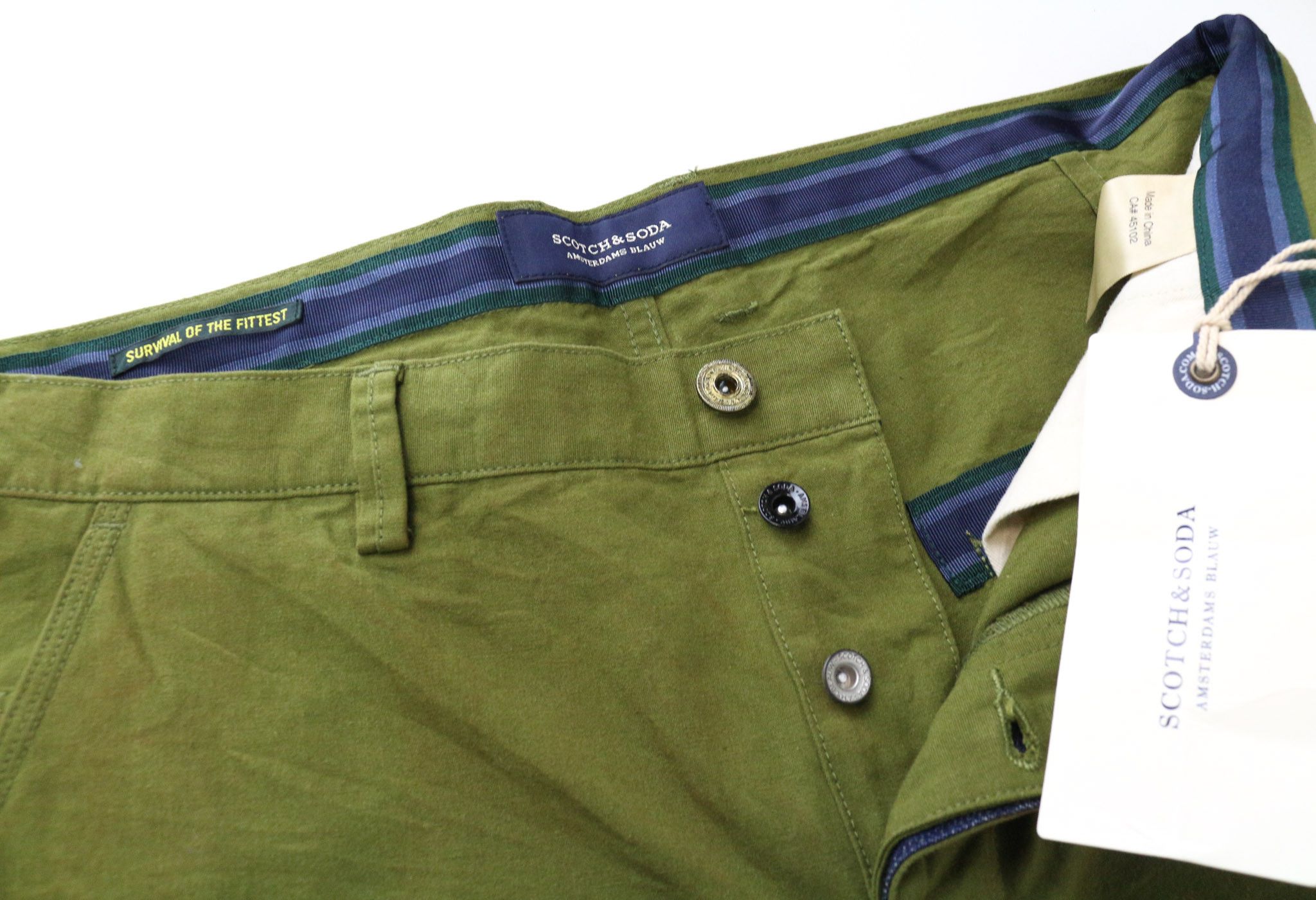 Scotch & Soda AMS BLAUW W37/L31 Slim Green Painted Trousers 75457 Size US 37 - 3 Thumbnail