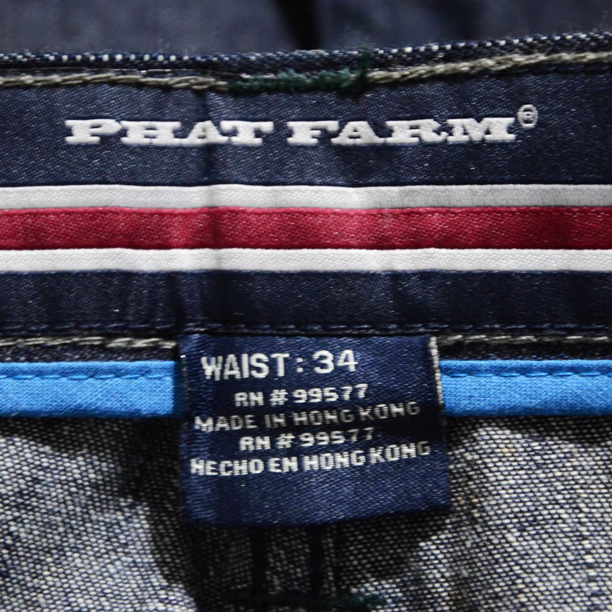 Phat Farm PF Jorts Raw Denim Rare Design 90s Hiphop Streetwear Size US 34 / EU 50 - 3 Thumbnail