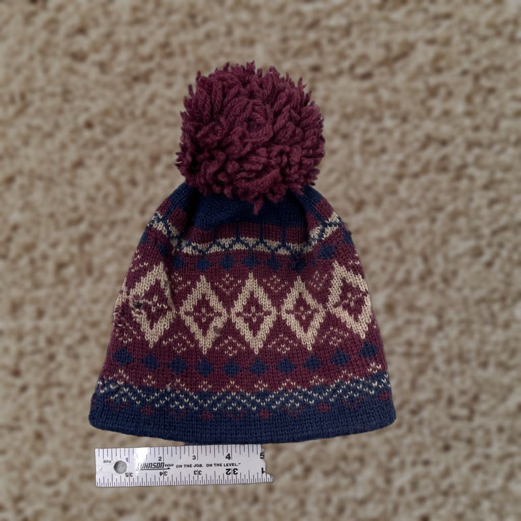 Vintage Smiley Beanie Adult One Size Purple Blue Wool Spandex Knit Ski Hat/Cap Mens Winter Beanie 90s Logo Ski Theme Image: Smiley Size ONE SIZE - 1 Thumbnail