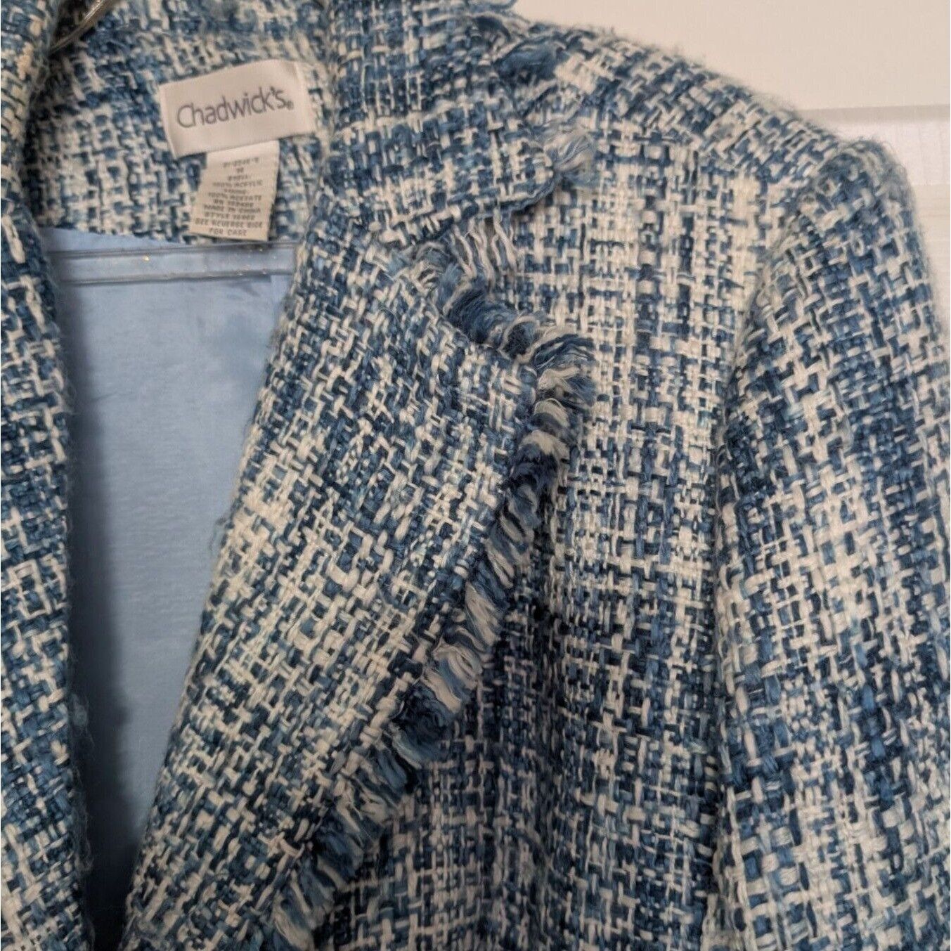 Designer Vintage Chadwicks Frayed Tweed Blazer Womens Size 14 Large Size L / US 10 / IT 46 - 2 Thumbnail