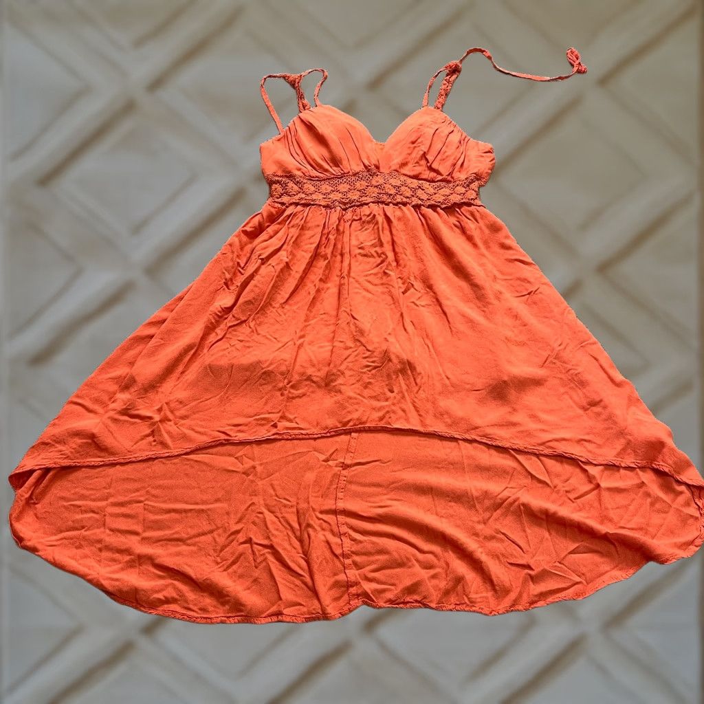 Vintage Jolie & Joy Dress Womens Plus 1X Orange Halter Neck A-Line Sleeveless Midi Rayon Stretch Dress Size XL / US 12-14 / IT 48-50 - 1 Thumbnail