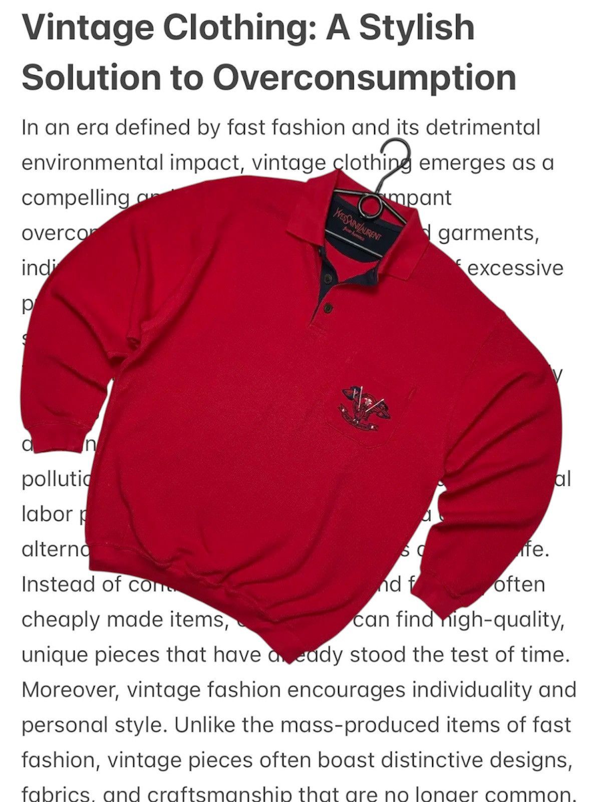 Vintage Vintage Yves Saint Laurent sweatshirt rugby polo golf rare Size US L / EU 52-54 / 3 - 1 Thumbnail