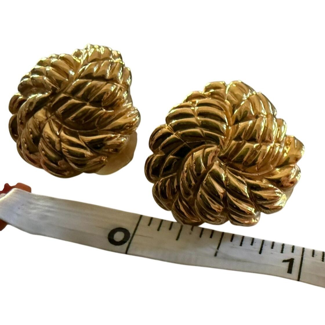 Other Vintage St John 1980s Gold Tone Chunky Textured Clip-On Earr Size ONE SIZE - 3 Thumbnail