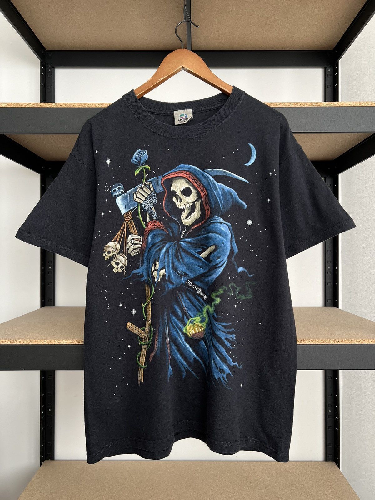 Liquid Blue Vintage 2003 Liquid Blue Grim Reaper Black T-shirt Size US L / EU 52-54 / 3 - 3 Thumbnail