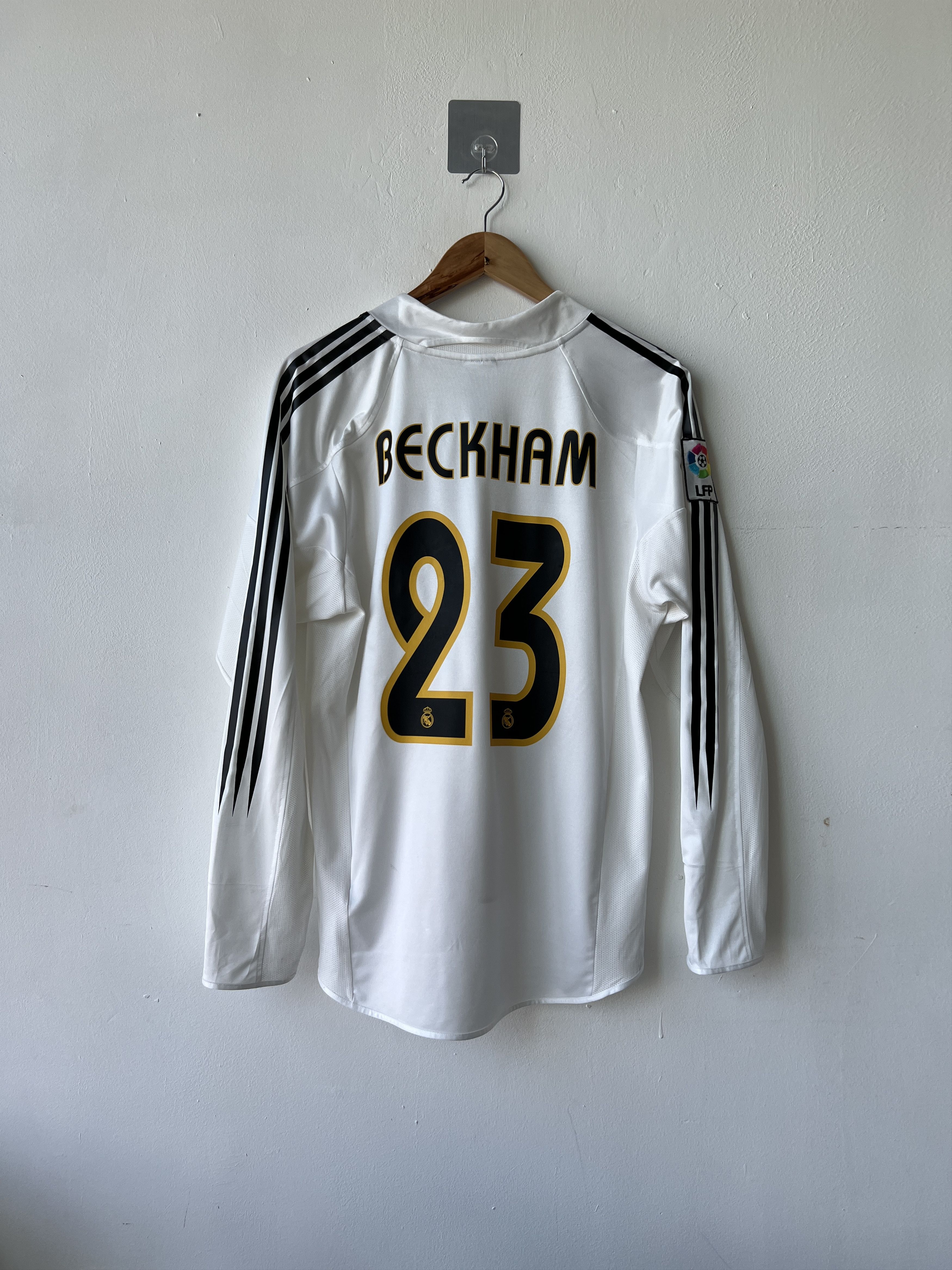 (M) Real Madrid 2004-05 Home Long Sleeve Kit Beckham #23
