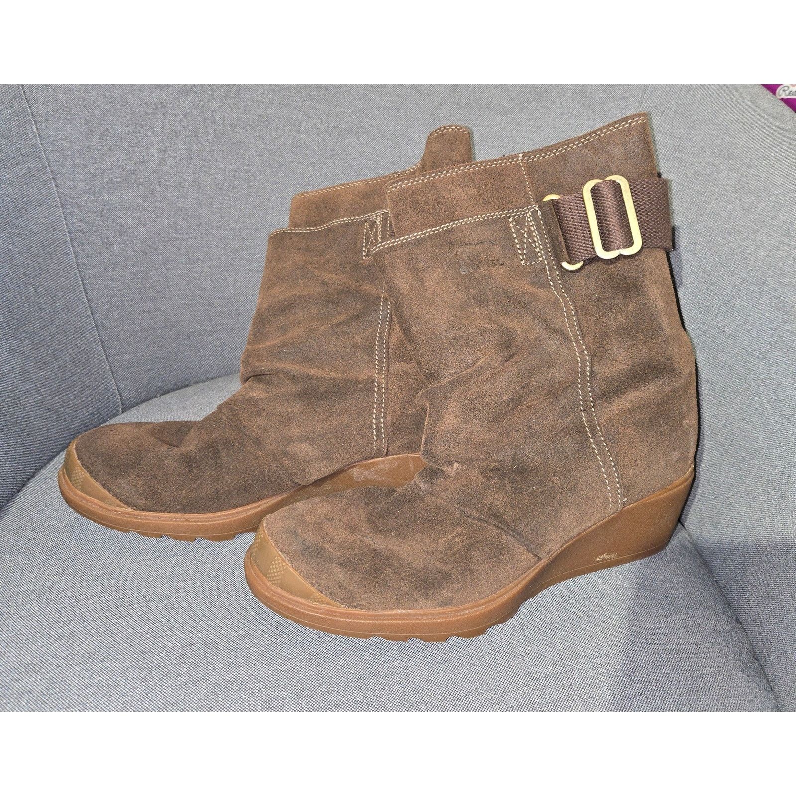 SOREL SOREL Toronto Brown Suede Mid Calf Wedge Boot Buckle Sz 7 Size US 7 / IT 37 - 2 Thumbnail