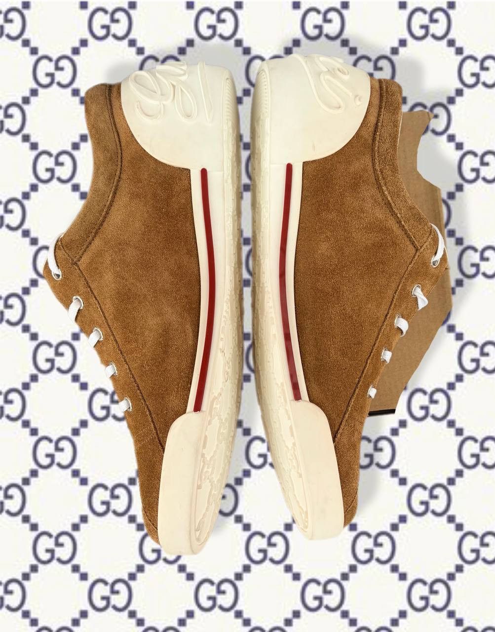 Gucci Gucci Script Logo Shoes Men's Size 41 Brown Suede Sneakers Size US 8 / EU 41 - 8 Thumbnail