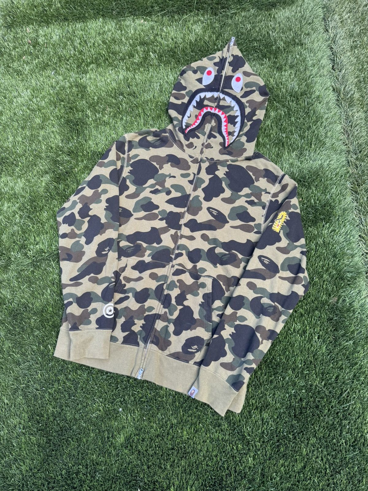 Bape BAPE Camo PONR Shark Full Zip Hoodie Size US XL / EU 56 / 4 - 1 Thumbnail