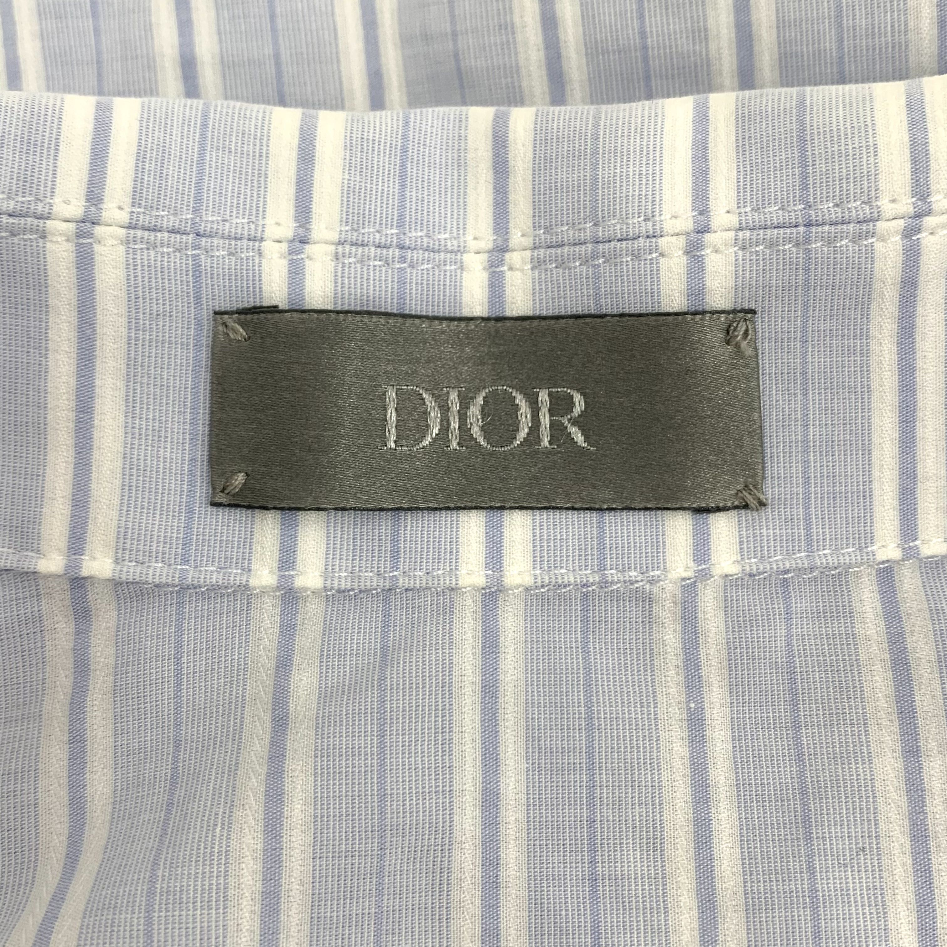 Dior Dior Light Blue Striped Half-Zip Polo Tee (Size 46) Size US S / EU 44-46 / 1 - 5 Thumbnail