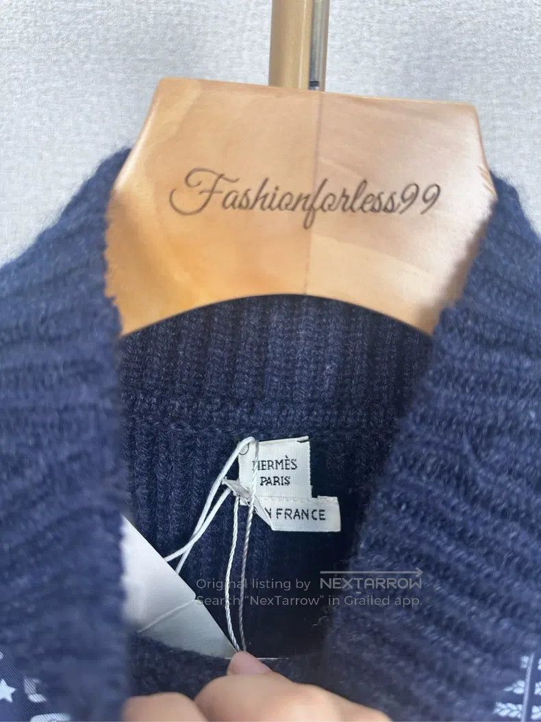 Hermes Hermes Navy blue printed sweater Size XXS / US 00 / IT 34 - 3 Thumbnail