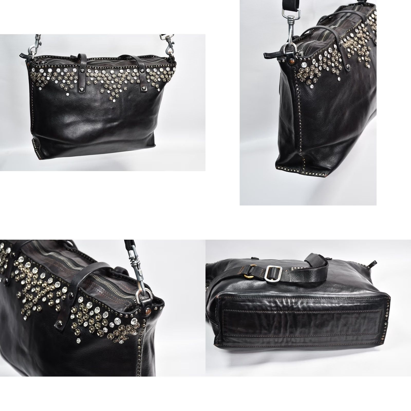 Campomaggi Campomaggi Tote Black Leather Women’s Large Studded Handbag Vintage No Size ONE SIZE - 9 Thumbnail