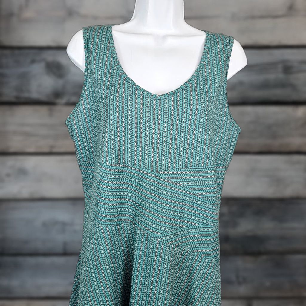 Prana prAna Amelie Dress Womens L Gray Green Sleeveless V-Neck A-Line Size L / US 10 / IT 46 - 1 Thumbnail