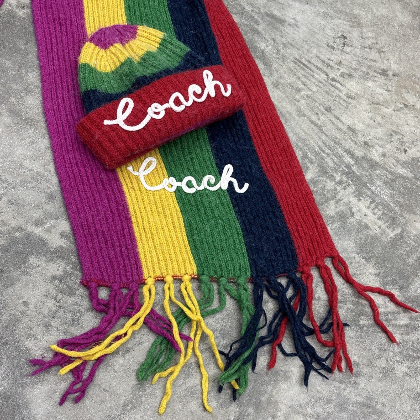 Coach Rare Coach Multi Stripe Scarf And Hat Matching Set Rainbow Size ONE SIZE - 3 Thumbnail
