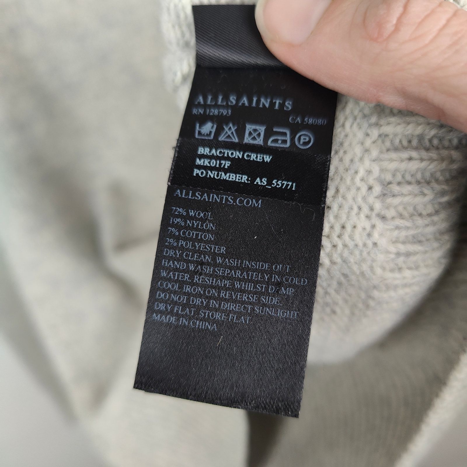 Allsaints AllSaints Bracton Crewneck Sweater Mens XS Light Gray Size US XS / EU 42 / 0 - 8 Thumbnail
