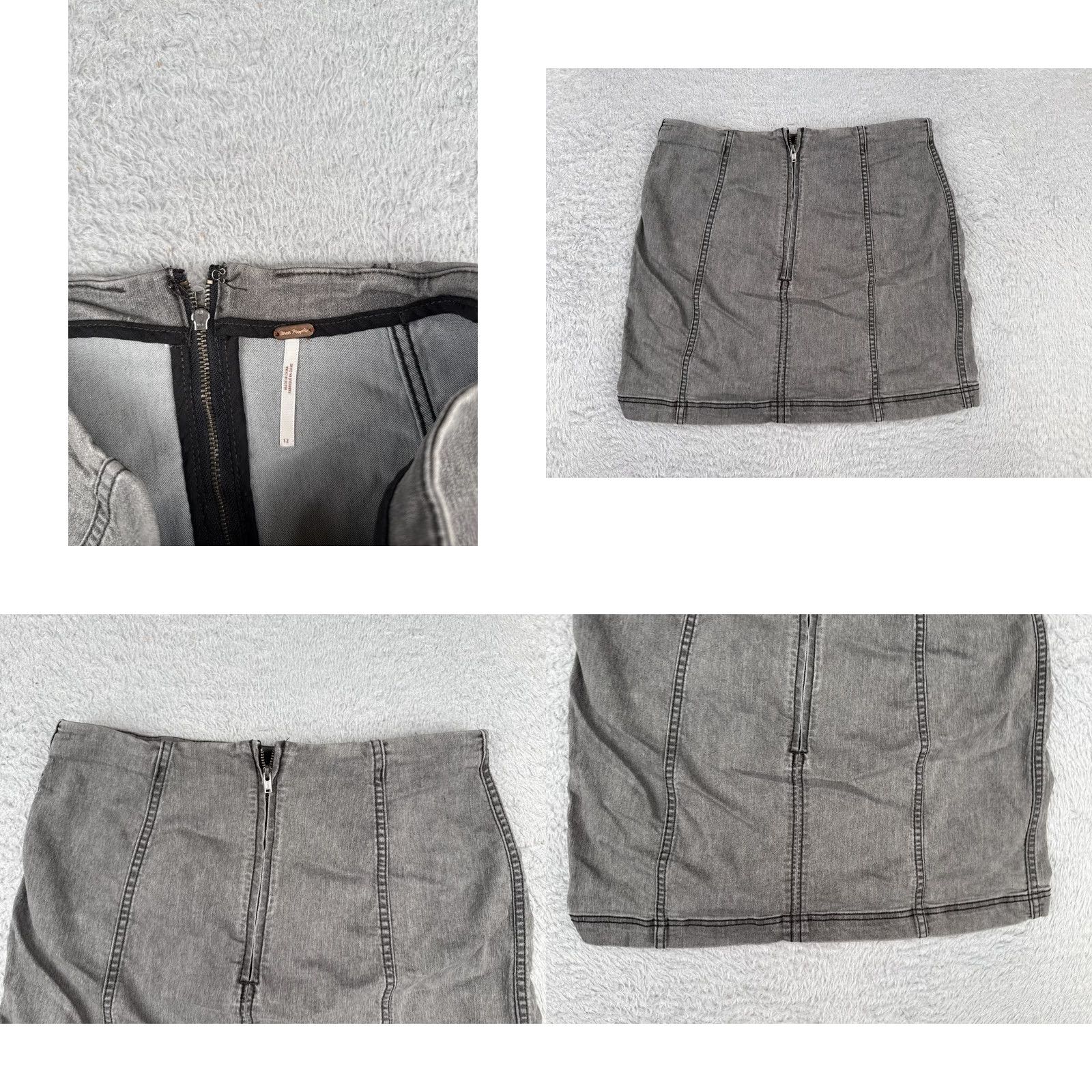 Free People VINTAGE Free People Denim Skirt Womens 12 Gray Mini Casual Dressy Party Spring Summer Size 34" / US 12 / IT 48 - 8 Thumbnail