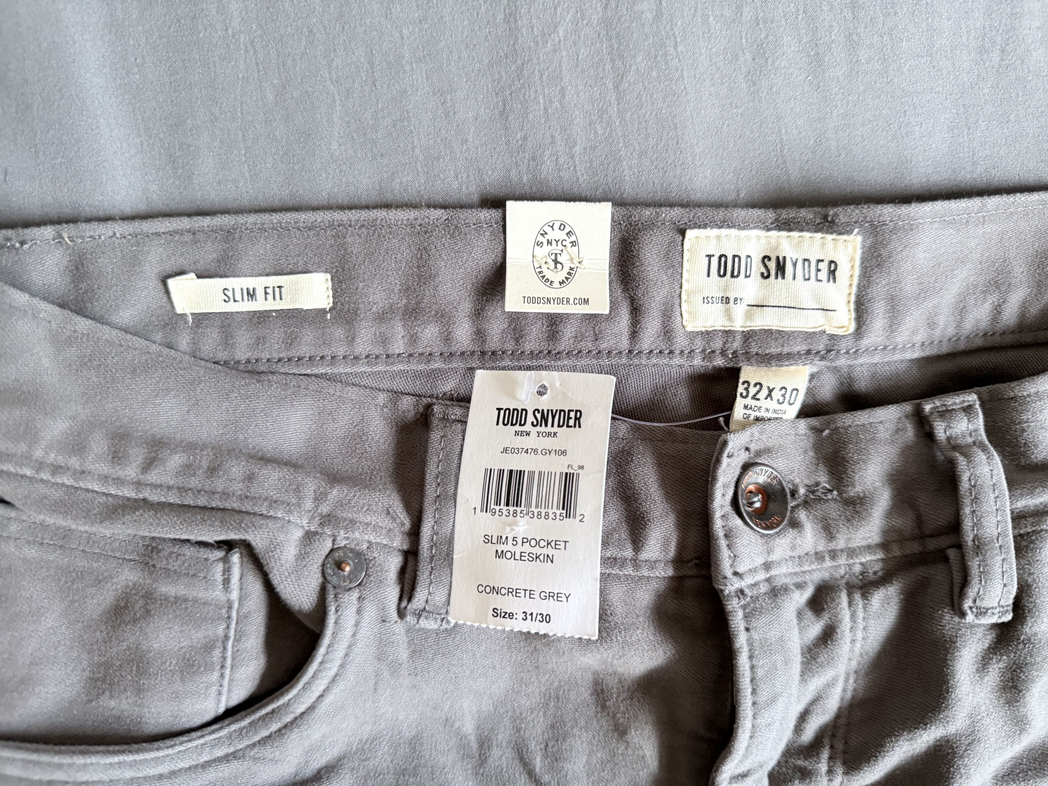Todd Snyder Slim Fit 5-Pocket Italian Moleskin Pant in Grey 32x30 Size US 32 / EU 48 - 2 Thumbnail
